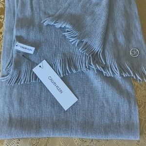 Calvin Klein fringed scarf gray